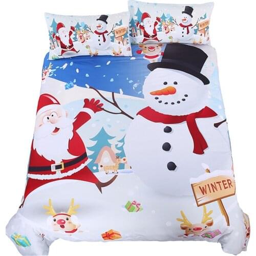 Christmas Home Textile Bedding Set Cartoon Snowman Santa Claus Duvet Cover Soft Comforter Childrens Bedding Sets Pillowcase G