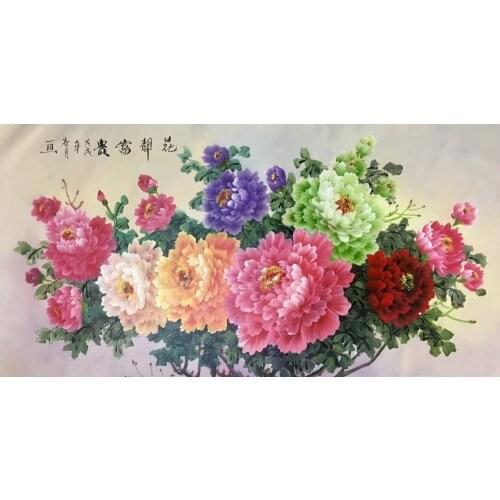 Hand Painted High Quality Oil Painting on Canvas Realist Peony Flower Canvas Painting Wall Art Picture Painting for Home Decor