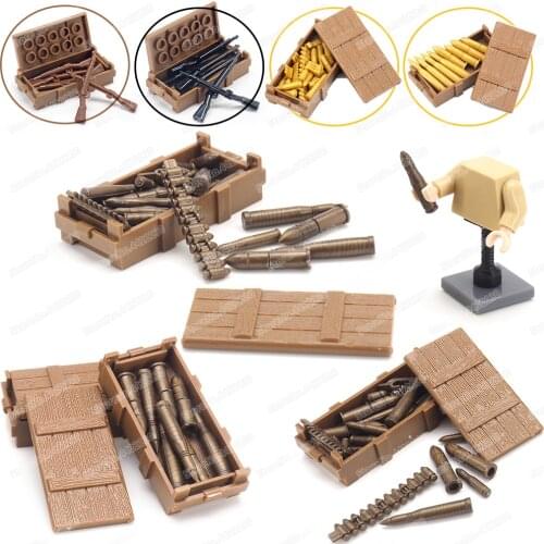 Soldier Equipment Bullet Box Set Military Building Block Moc Figures WW2 Army Weapons Box Model Child Christmas Gift Creator Toy