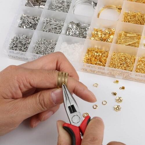 Alloy Accessories Jewelry Findings Tools Set Open Jump Rings Lobster Clasp Clip Buckle Earring Hook Jewelry Making Supplies Kit