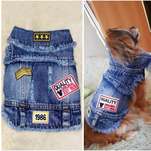 Cool Denim Dog Jacket Fashion Tassel Pet Clothes for Small Dogs Yorkshire Chihuahua Shih Tzu Dog Jeans Vest Cat Costume XS-XXL