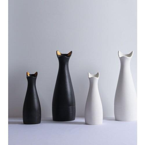 Flower Vase Cat Opening Minimalist Cafe Decorative Flower Pot Simplest Vases