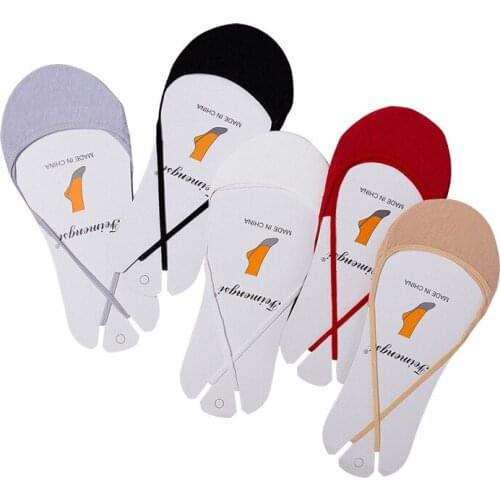 Spring Summer New Japan Suspender Women Socks Boat Socks Shallow Mouth Half Palm Ladies Solid Color Invisible Socks 5 Pairs