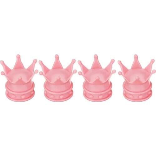 VODOOL 4Pcs/Lot Universal Pink Crown Shape Car Auto Motorcycle Wheel Tire Tyre Valve Stem Caps Dustproof Cover Case Tire Styling