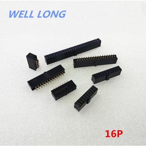 High Quality2*8 Pin 2.54mm Pitch Female 16 Pins female socket female Black connector