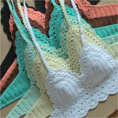 High Quality Crochet Bikini Top, Brazilian Bikini Bra Top, Sexy Women Girl Handmade Swimwear Crochet Beach Swimsuit