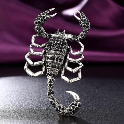 Zlxgirl jewelry Metal antique silver carton spider mens brooches jewelry brand crystal Hijab pins broach Hats accessory