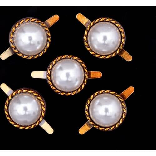 10X 15mm Gold Acrylic White Pearl Dome Rivet Rivet Nail Concho For Leathercraft Handbag Shoe Clothes Decor