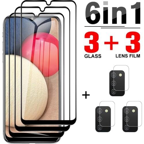 6-in-1 Cover Tempered Glass For Samsung A02s European Screen Protector For Samsung Galaxy A11 A20 A20s A20e A30 Phone Lens Film