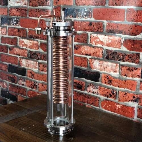 Clamp 3" Copper Condenser, Dephlegmator, 3 coils Dimroth, Reflux, Sight Glass tower. 300mm, 6mm pipe . Copper 99,99