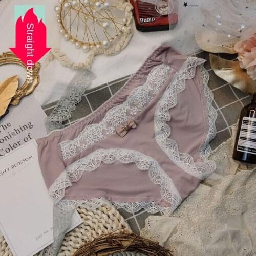 Womens Ice Underwear Sexy Lace Panties Fashion Bow Cotton Underpants Low Waist Seamless Comfort Briefs Female Sexy Lingerie