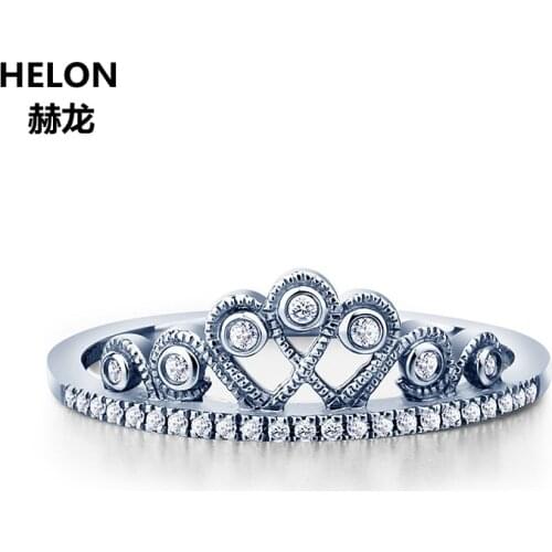 0.09ct Natural Diamonds Engagement Wedding Ring Solid 14k Rose Gold Women Crown Ring