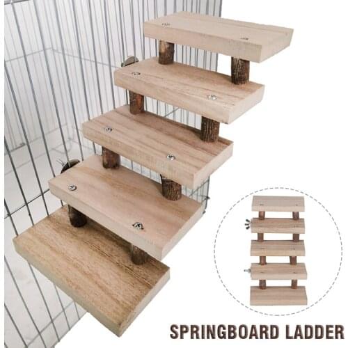 1pc Hamster Ladder Natural Parrot Bird Cage Toys Climbing Ladder Stairs 5 Layers Hamster Toys Supplies