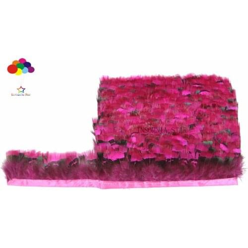 10 yards high quality pheasant feather trim rose cloth sideband 4-6cm wide for skirt wedding dress party DIY crafts carnival