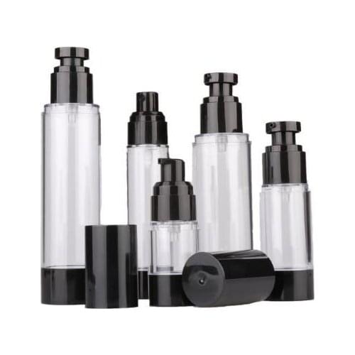 15ml 30ml 50ml Empty Black Airless Lotion Cream Pump Plastic Container Vaccum Spray Cosmetic Bottle Dispenser For Travel Doubtle