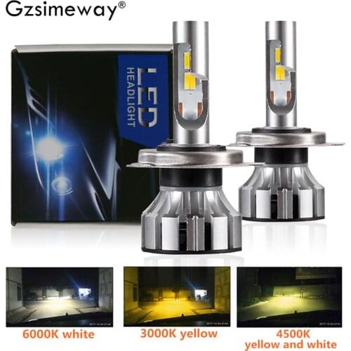 2PCS H4 LED lamp H7 H1 H11 D2H car headlight bulbs 3000K 6000K 4300K Tricolor 90W 11000LM 9006 H3 881 Automobile Fog Light 12V