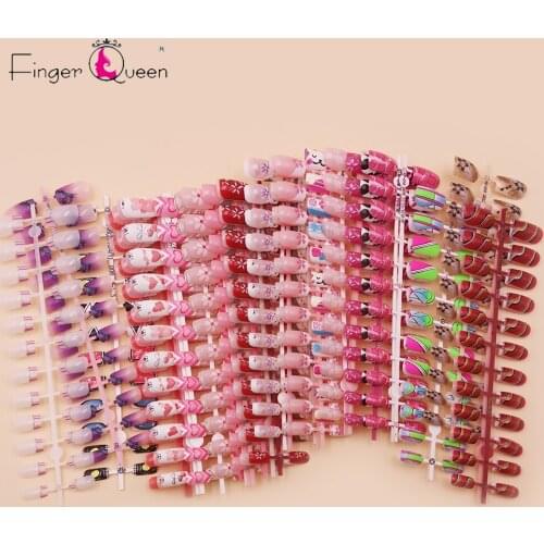 24pcs/set Full Cover Fake Nail Art Design Sexy Cute Fashion Acrylic False Nail Faux Nail Tips Part 1 Of 96 Patterns