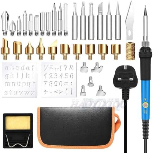 37 pieces of electric iron engraving set 60W adjustable alphanumeric template woodworking carving craft tools leather