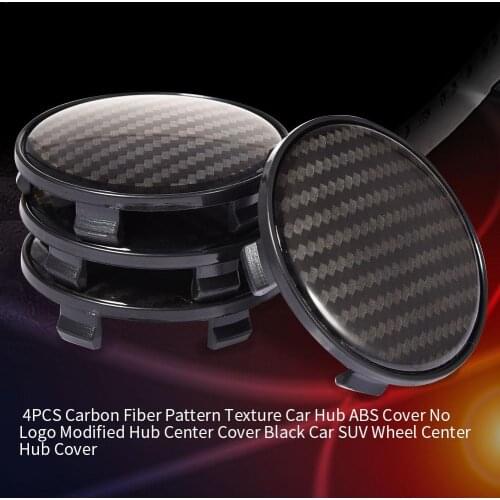 4PCS Carbon Fiber Pattern Texture Car Hub ABS Cover No Logo Modified Hub Center Cover Car SUV Wheel Center Hub Cover Black
