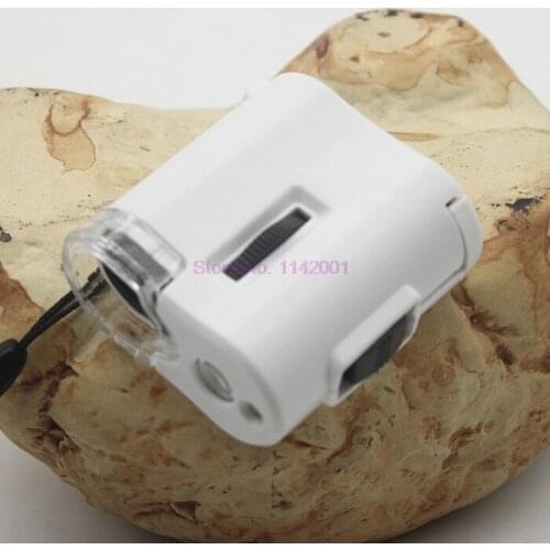 50pcs 60X Magnifier Mini Microscope With LED Jewelry Antiques Identification Magnifying Glass Loupe Glass LED UV Light