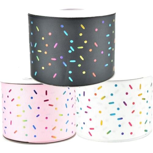 50yards 75mm Rainbow Foil Dots Cleat Grosgrain Ribbon For DIY Accessories Welcome Custom Printed