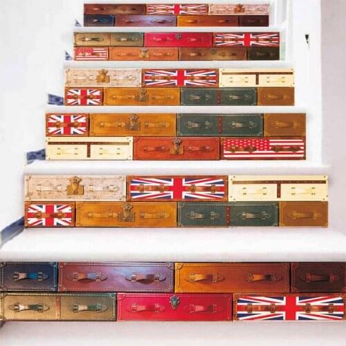 6Pcs Flag Tile Floor Stair Stickers Bathroom Kitchen Decoration Waterproof Mural