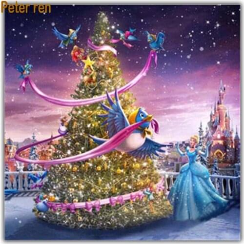 Diamond painting cross stitch Square\Round diamond mosaic Rhinestone Full Diamond embroidery "Christmas tree beautiful princess"