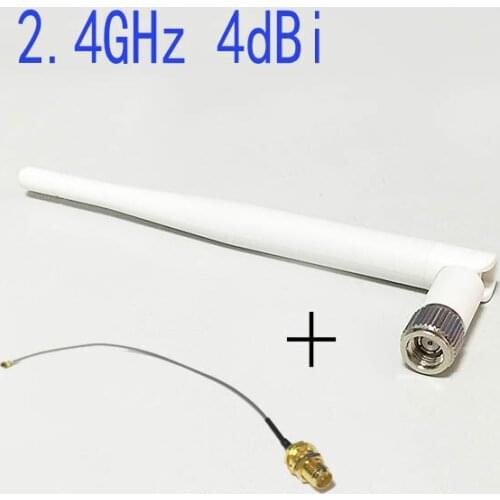 1PC Wifi Antenna 2.4Ghz 4dbi Omni RP-SMA male connector aerial White + 1PC RP SMA female to ipx cable