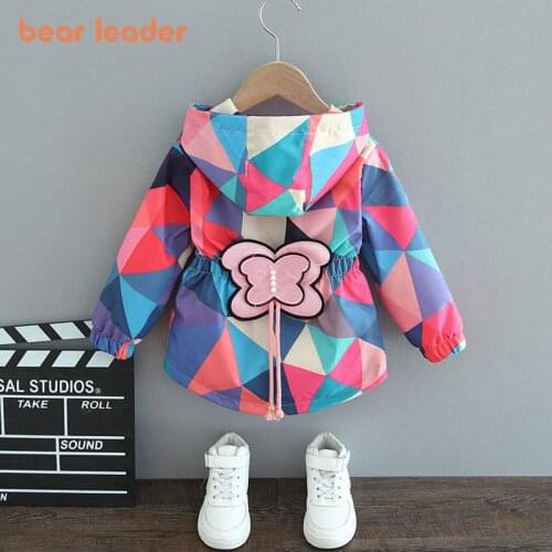 Bear Leader Kids Girls Spring Autumn Long Jackets 2021 New Fashion Kids Baby Butterfly Appliques Coats Casual Outerwear For 1-6Y