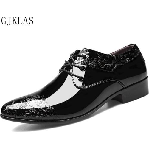 Cheap Patent Leather Office Shoes Men Formal Black Leather Shoes for Men Classic Vingate Dress Business Shoes Men Size 38-48
