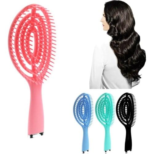 Women Hair Comb Scalp Massage Comb Curved Detangling Hairbrush Elliptical Wet Curly Hair Brush Salon Hairdressing Styling Tools