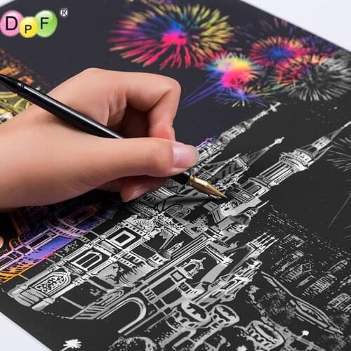 DPF decorative painting scratches scratch painting paper world sightseeing pictures home decoration birthday gift