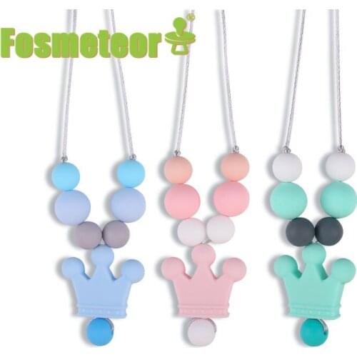 Fosmeteor 1pcs Silicone Beads Teether Food Grade DIY Accessories Necklace Nursing Baby Products Crown Bites Chew Toys Gifts
