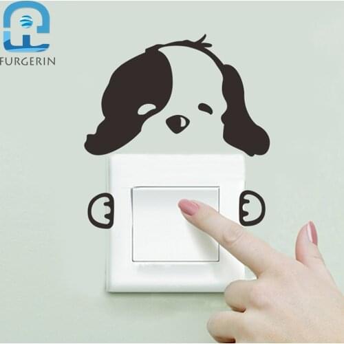 FURGERIN Cat Light Switch Sticker Dog eco friendly switch stickers Wall Stickers Decorative animal lightswitch sticker DIY