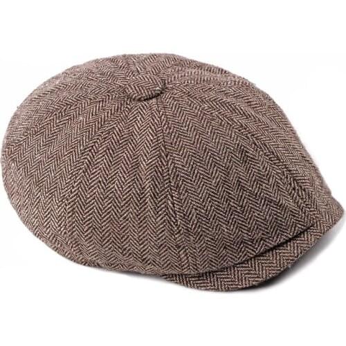 Fibonacci 2020 New Fashion Hats Tweed Newsboy Caps Herringbone Mens Hat Flat Ivy Cap Gatsby Retro Beret Hat Driver Flat Cap