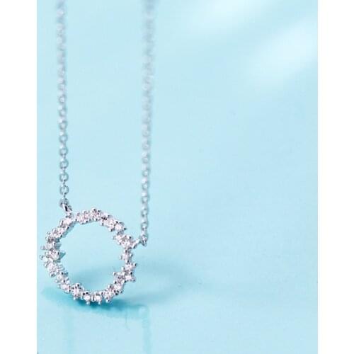 MloveAcc Hot Sale 100% 925 Sterling Silver Luminous Round Circle Pendant Necklace Fashion Women Sterling Silver Jewelry