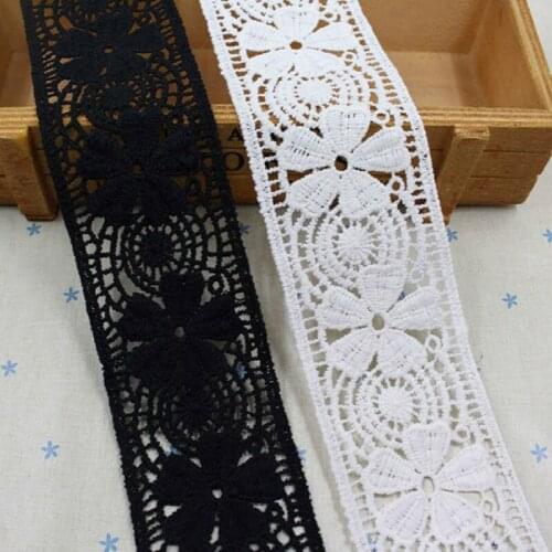 5CM Wide White Black Lace Trim Ribbon Fabric High Quality Hollow Material Lace Applique DIY Craft Dress Skirt Sewing Accessories