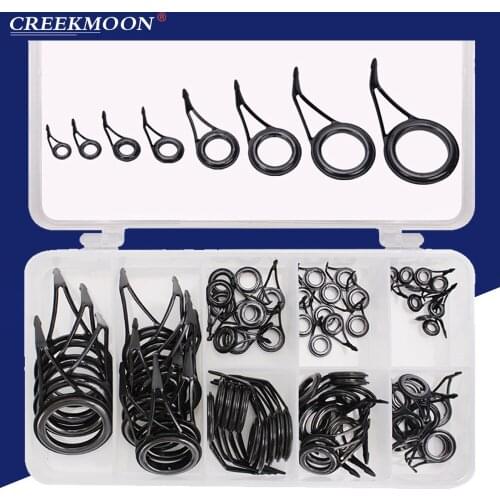 75pcs/Box 6-30# Fishing Rod Guide Tip Repair Kit Set DIY Eye Rings Frames High Carbon Ceramics Line Spinning Pole Accessories