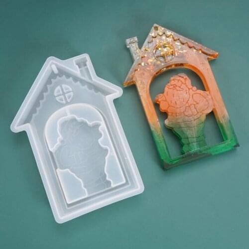 NEW Transparent Silicone Mold Resin Christmas Hous DIY Santa Pendant shape Type epoxy resin molds for jewelry making tools