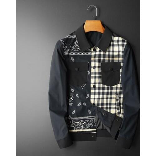 2021 Spring Lapel New Jacket Tile Lattice Patchwork Vintage Bomber Jacket Men Japanese Streetwear Club Outfit Men Front Pocket