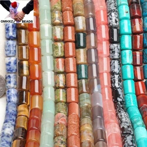 OMH Wholesale JD283 6*10 10*14mm Natural Jewelry DIY Making Bracelet Necklace Natural AAA ChalcedonyTiger Eye Loose Spacer Beads