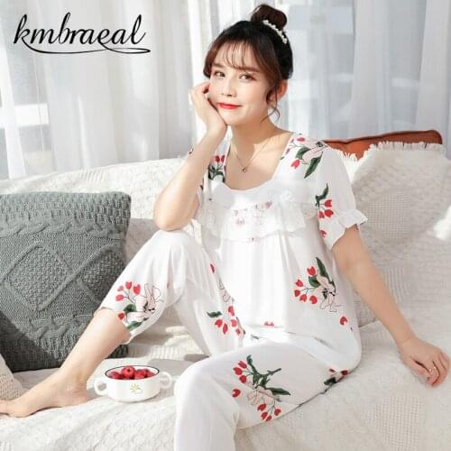 Pajamas for Women Silk Pajama Set Cartoon Print Summer Short Sleeve Two Piece Set Satin Sleepwear Loungewear Homewear Plus Size