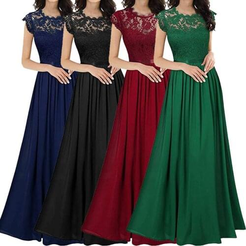 Floral Lace Patchwork Maxi Dress Ladies Stitching Bridesmaids Weeding Party Dress Ladies Fashion Sleeveless Pleated Dress Gowns