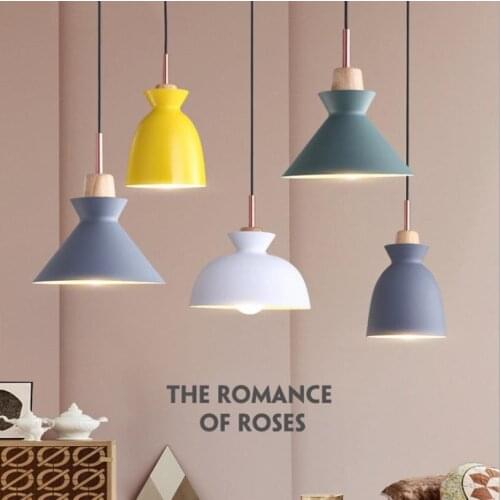Nordic Colorful Pendant Light For Living Room Lighting Macaron LED Hanging Lamp For Cafe Restaurant Lights