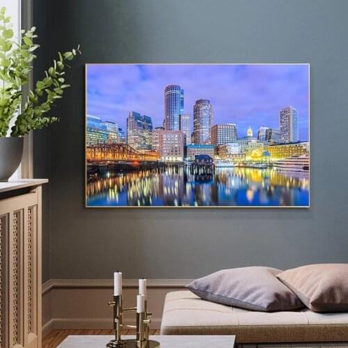 Full square/round DIY Diamond Embroidery Boston Cityscape 5D Diamond Painting Cross stitch Rhinestone Mosaic Home Decor P443
