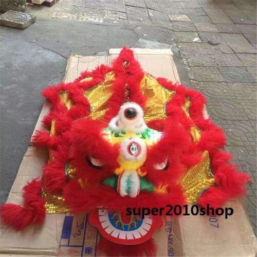 Hot Chinese Pur Lion Dance Mascot Costume Pure Wool Southern Lion Two Kids Toys Clothing Advertising Cartoon Character Christmas