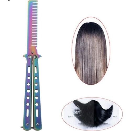 Durable Automatic Spin Comb Butterfly Color Titanium Hairdressing Tools Butterfly Knife Safety Long-lasting Comb Practice Tools