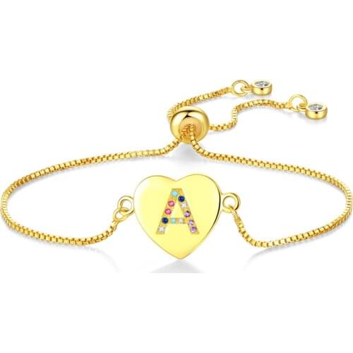Adjustable Initial Bracelet Multicolor CZ Bracelet Letter Bracelet Jewelry For Women Accessories Girlfriend Gift