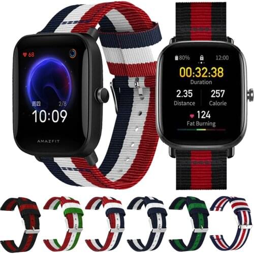 For Huami Amazfit Bip U Pro GTS 2 mini 2E Stripes Nylon Band Watchbands Bracelet 20mm Watch Strap Wristband Amazfit Bip ремешок