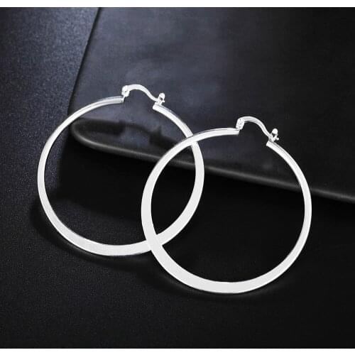 High Quality 925 Sterling Silver hoop Earring Fashion Big rings earrings for women birthday gifts Charm party wedding Jewelry